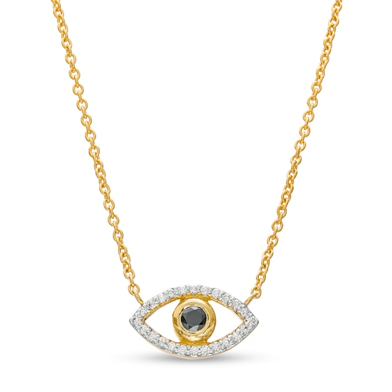 1/10 CT. T.w. Black and White Diamond Evil Eye Necklace in 10K Gold – 17"