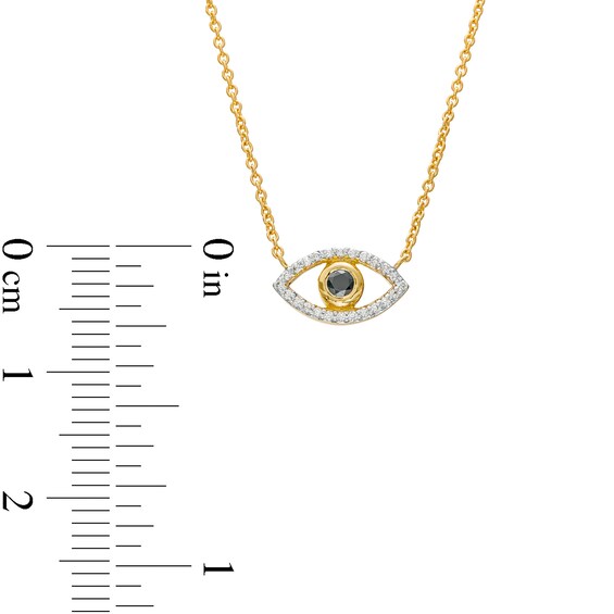 1/10 CT. T.w. Black and White Diamond Evil Eye Necklace in 10K Gold – 17"
