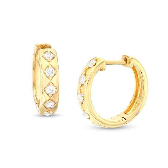 1/4 CT. T.w. Diamond Geometric Hoop Earrings in 10K Gold