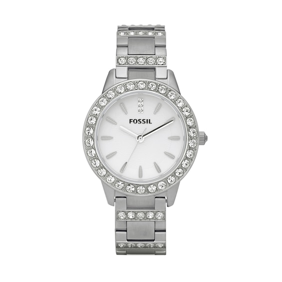 Ladies' Fossil Jesse Crystal Accent Watch with Silver-Tone Dial (Model: Es2362)
