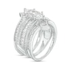 Thumbnail Image 3 of Marquise White Lab-Created Sapphire Multi-Row Bypass Ribbon Three Piece Bridal Set in Sterling Silver