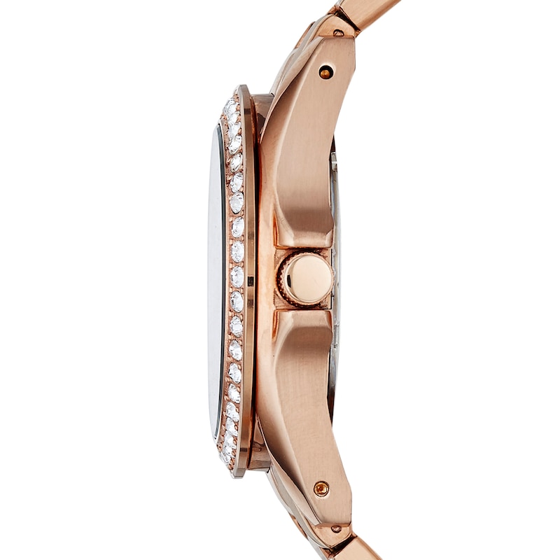 Main Image 2 of Ladies' Fossil Riley Crystal Accent Rose-Tone Chronograph Watch with Rose-Tone Dial (Model: ES2811)