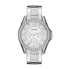 Thumbnail Image 0 of Ladies' Fossil Riley Crystal Accent Chronograph Watch with Silver-Tone Dial (Model: ES3202)