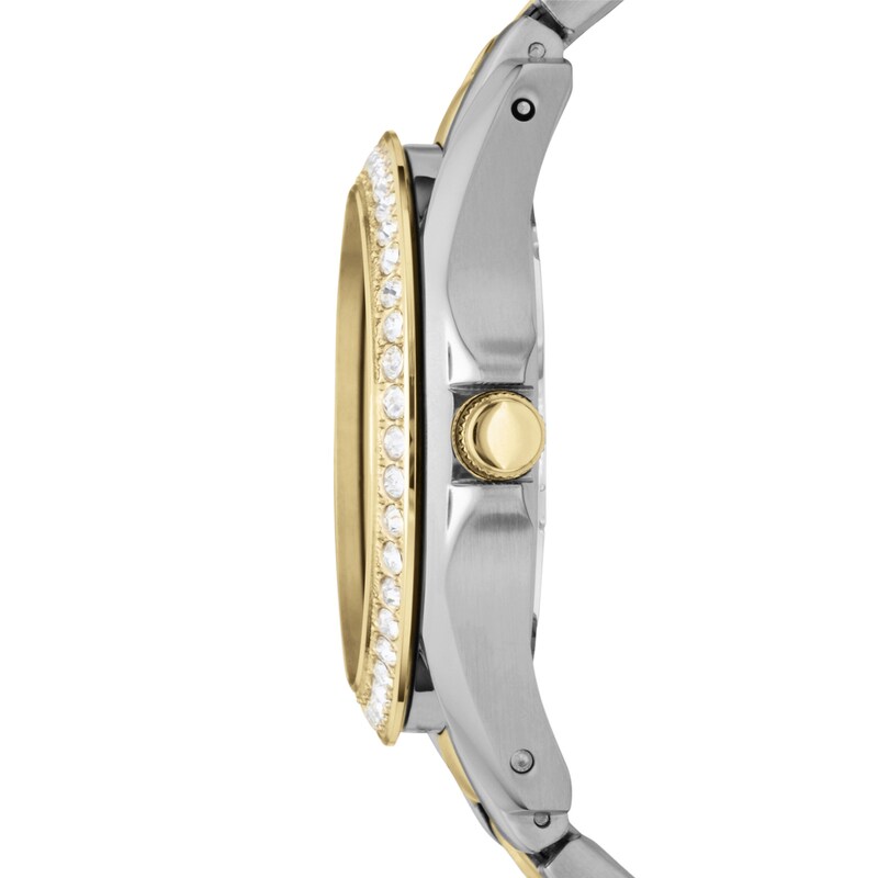 Main Image 2 of Ladies' Fossil Riley Crystal Accent Two-Tone Chronograph Watch with Silver-Tone Dial (Model: ES3204)