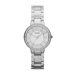 Ladies' Fossil Virginia Crystal Accent Watch with Silver-Tone Dial (Model: ES3282)