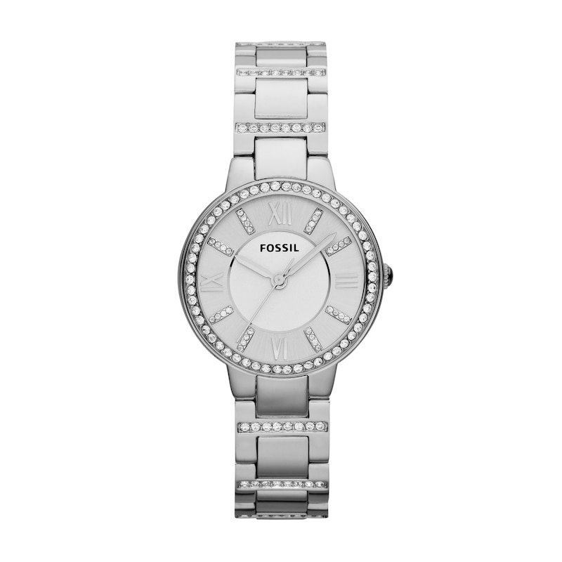 Main Image 1 of Ladies' Fossil Virginia Crystal Accent Watch with Silver-Tone Dial (Model: ES3282)