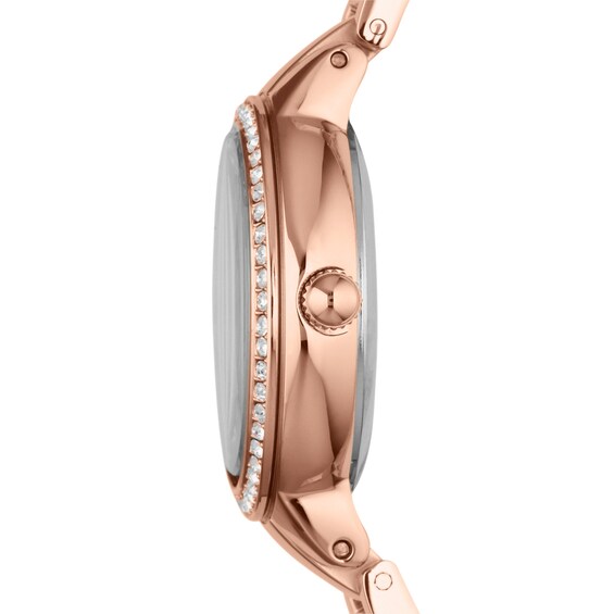 Ladies' Fossil Virginia Crystal Accent Rose-Tone Watch with Silver-Tone Dial (Model: Es3284)