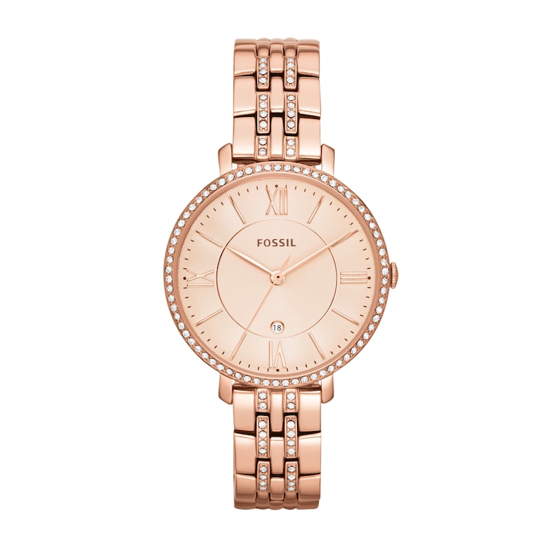 Main Image 1 of Ladies' Fossil Jacqueline Crystal Accent Rose-Tone Watch with Pink Dial (Model: ES3546)