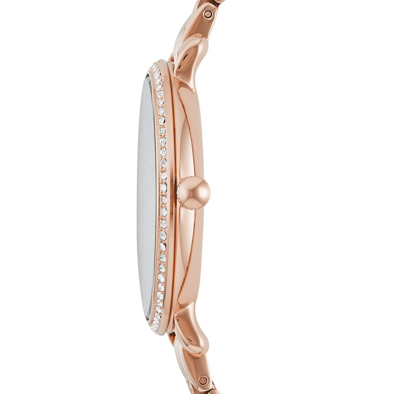 Main Image 2 of Ladies' Fossil Jacqueline Crystal Accent Rose-Tone Watch with Pink Dial (Model: ES3546)