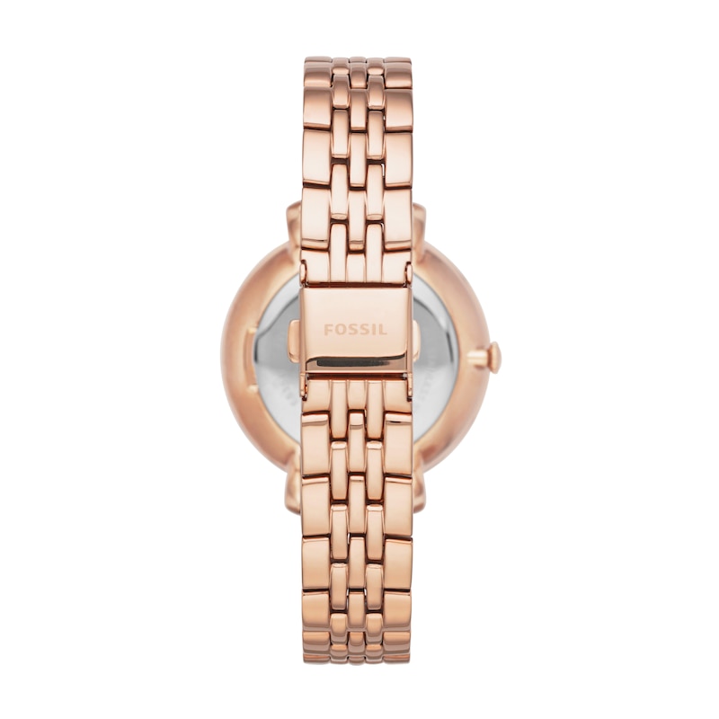 Main Image 3 of Ladies' Fossil Jacqueline Crystal Accent Rose-Tone Watch with Pink Dial (Model: ES3546)