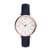 Thumbnail Image 1 of Ladies' Fossil Jacqueline Rose-Tone Blue Leather Strap Watch with White Dial (Model: ES3843)