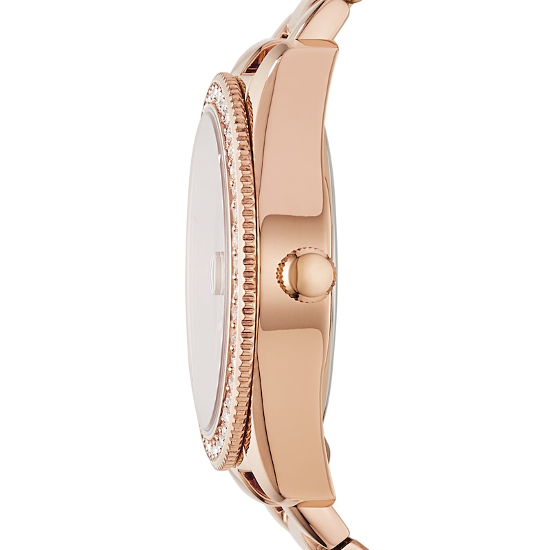 Main Image 2 of Ladies' Fossil Scarlette Mini Crystal Accent Rose-Tone Watch with Rose-Tone Dial (Model: ES4318)