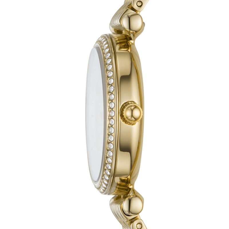 Main Image 2 of Ladies' Fossil Carlie Mini Crystal Accent Gold-Tone Watch with Mother-of-Pearl Dial (Model: ES4735)
