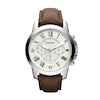 Thumbnail Image 1 of Men's Fossil Grant Chronograph Dark Brown Leather Strap Watch with White Dial (Model: FS4735IE)