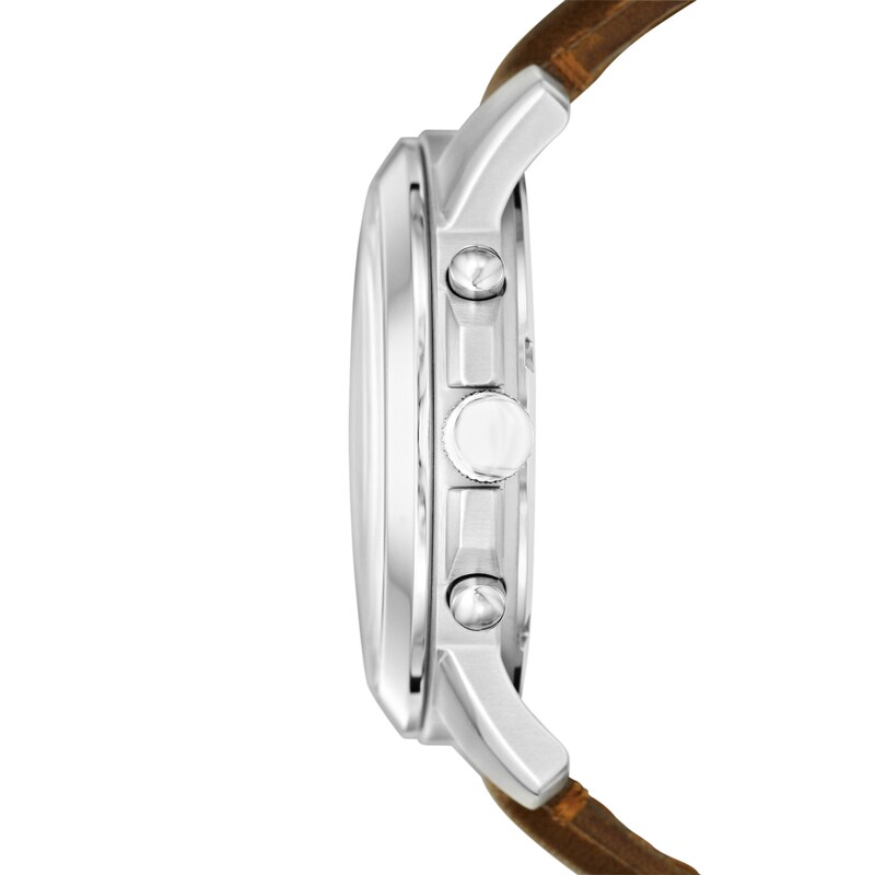 Main Image 2 of Men's Fossil Grant Chronograph Dark Brown Leather Strap Watch with White Dial (Model: FS4735IE)