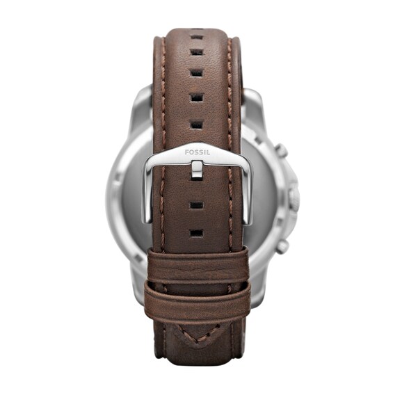 Men's Fossil Grant Chronograph Dark Brown Leather Strap Watch with White Dial (Model: Fs4735Ie)