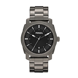 Men's Fossil Machine Gunmetal Grey IP Watch with Black Dial (Model: FS4774)