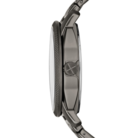 Men's Fossil Machine Gunmetal Grey IP Watch with Black Dial (Model: Fs4774)