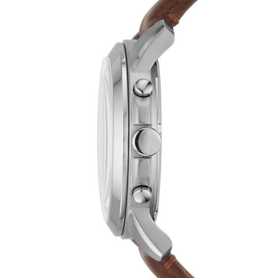 Men's Fossil Grant Chronograph Dark Brown Leather Strap Watch with Black Dial (Model: Fs4813)