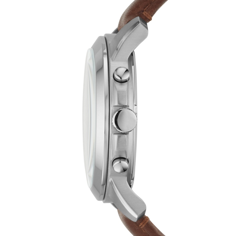 Main Image 2 of Men's Fossil Grant Chronograph Dark Brown Leather Strap Watch with Black Dial (Model: FS4813)