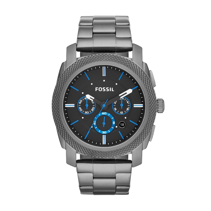 Main Image 1 of Men's Fossil Machine Gunmetal Grey IP Chronograph Watch with Black Dial (Model: FS4931)