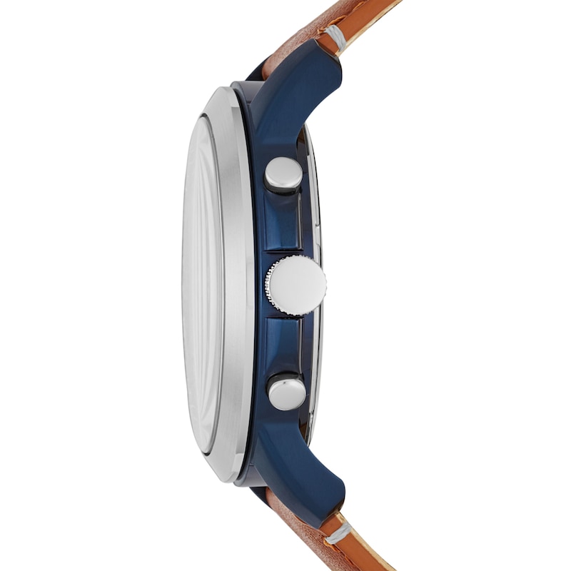 Main Image 2 of Men's Fossil Grant Two-Tone Chronograph Brown Leather Strap Watch with Blue Dial (Model: FS5151)