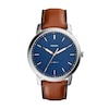 Thumbnail Image 1 of Men's Fossil Minimalist Brown Leather Strap Watch with Blue Dial (Model: FS5304)