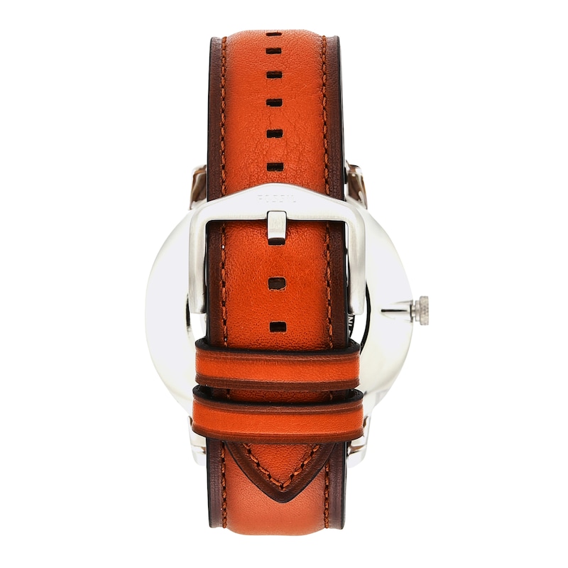 Main Image 3 of Men's Fossil Minimalist Brown Leather Strap Watch with Blue Dial (Model: FS5304)