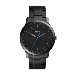 Men's Fossil Minimalist Black IP Watch with Black Dial (Model: FS5308)