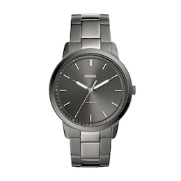 Men's Fossil Minimalist Gunmetal Grey IP Watch with Gunmetal Grey Dial (Model: FS5459)