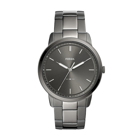 Men's Fossil Minimalist Gunmetal Grey IP Watch with Gunmetal Grey Dial (Model: Fs5459)