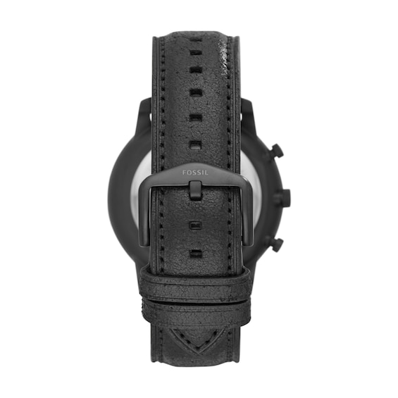 Men's Fossil Neutra Black IP Chronograph Black Leather Strap Watch with Black Dial (Model: Fs5503)