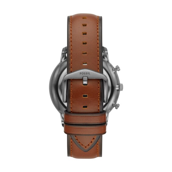 Men's Fossil Neutra Gunmetal Grey IP Chronograph Brown Leather Strap Watch with Gunmetal Grey Dial (Model: Fs5512)