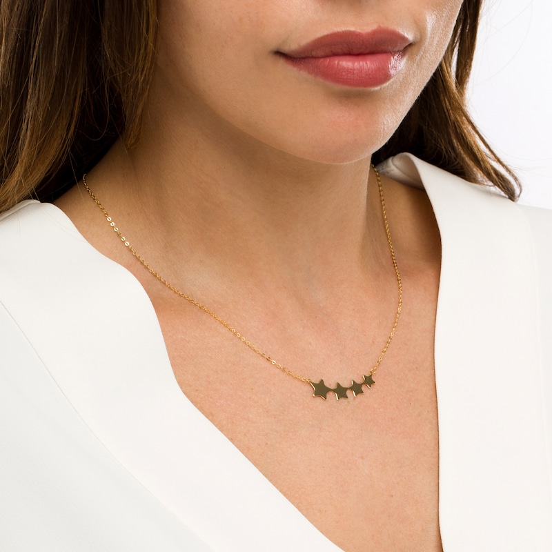 Main Image 2 of Graduated Stars Necklace in 10K Gold