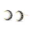 Thumbnail Image 1 of 1/3 CT. T.W. Black and White Diamond Moon Stud Earrings in 10K Gold
