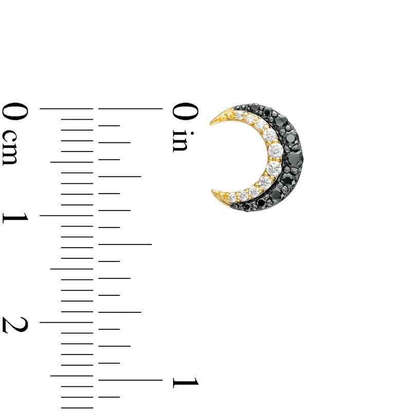 Main Image 3 of 1/3 CT. T.W. Black and White Diamond Moon Stud Earrings in 10K Gold