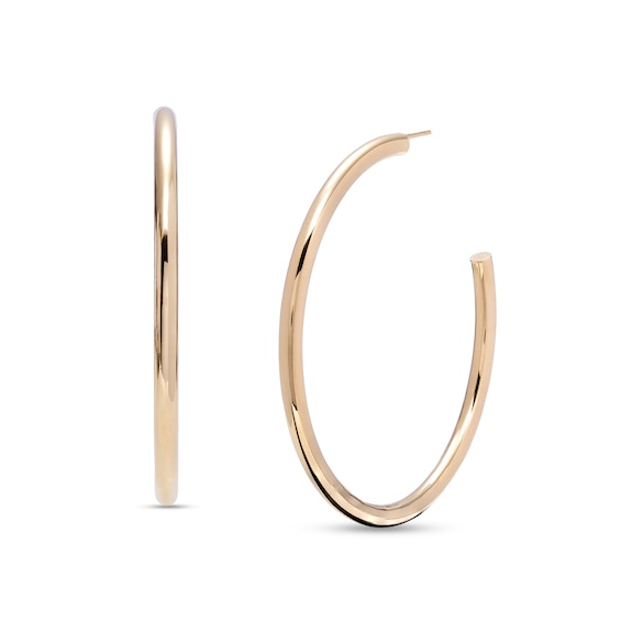 60.0mm Tube Open Hoop Earrings in 14K Gold