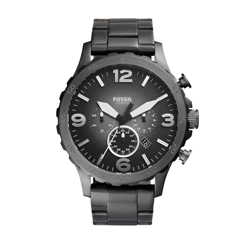 Main Image 1 of Men's Fossil Nate Gunmetal Grey IP Chronograph Watch with Gunmetal Grey Dial (Model: JR1437)