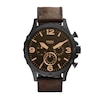 Thumbnail Image 1 of Men's Fossil Nate Black IP Chronograph Dark Brown Leather Strap Watch with Brown Dial (Model: JR1487)