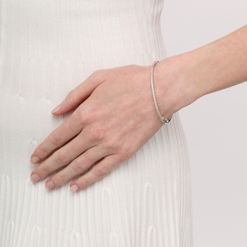 Main Image 2 of White Lab-Created Sapphire Bangle in Sterling Silver – 6.5"