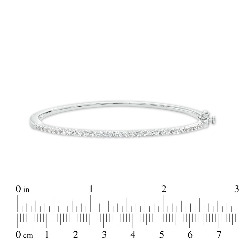 Main Image 3 of White Lab-Created Sapphire Bangle in Sterling Silver – 6.5"