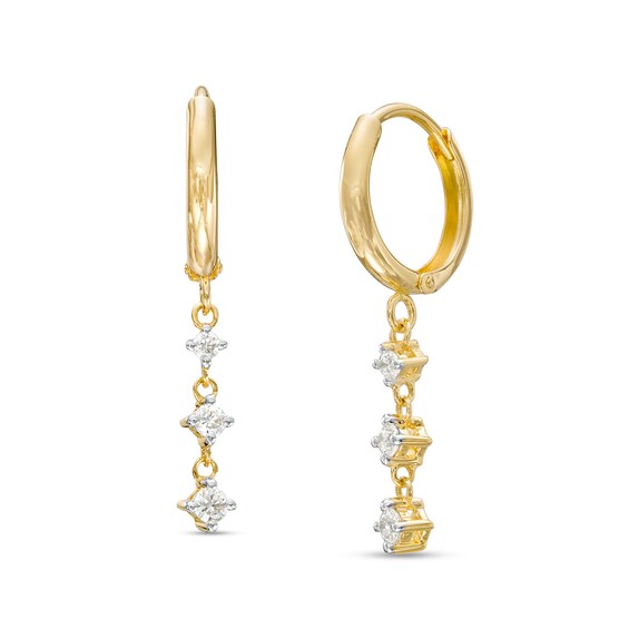 1/8 CT. T.w. Diamond Trio Graduated Drop Earrings in 10K Gold