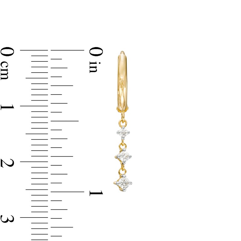 Main Image 3 of 1/8 CT. T.W. Diamond Trio Graduated Drop Earrings in 10K Gold