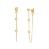 Thumbnail Image 1 of 1/5 CT. T.W. Diamond Trio Station Chain Front/Back Earrings in 10K Gold