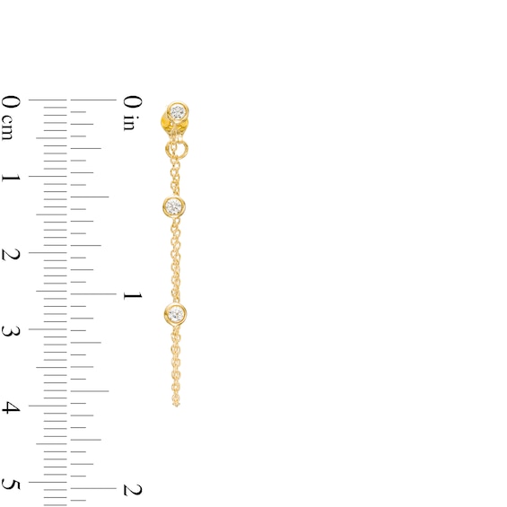1/5 CT. T.w. Diamond Trio Station Chain Front/Back Earrings in 10K Gold
