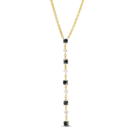 1/2 CT. T.w. Black and White Diamond "Y" Necklace in 10K Gold â 17"