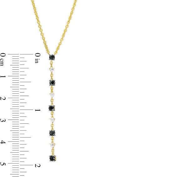 1/2 CT. T.w. Black and White Diamond "Y" Necklace in 10K Gold â 17"