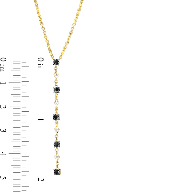 Main Image 3 of 1/2 CT. T.W. Black and White Diamond "Y" Necklace in 10K Gold – 17"