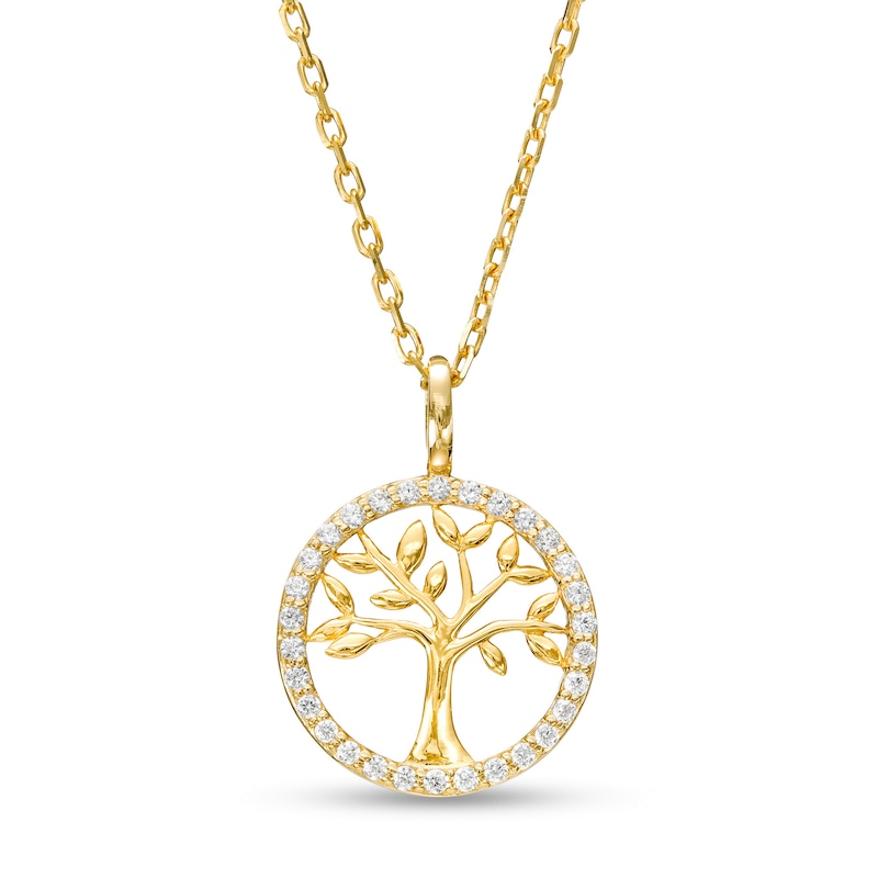 Main Image 1 of 1/10 CT. T.W. Diamond Tree of Life Pendant in 10K Gold