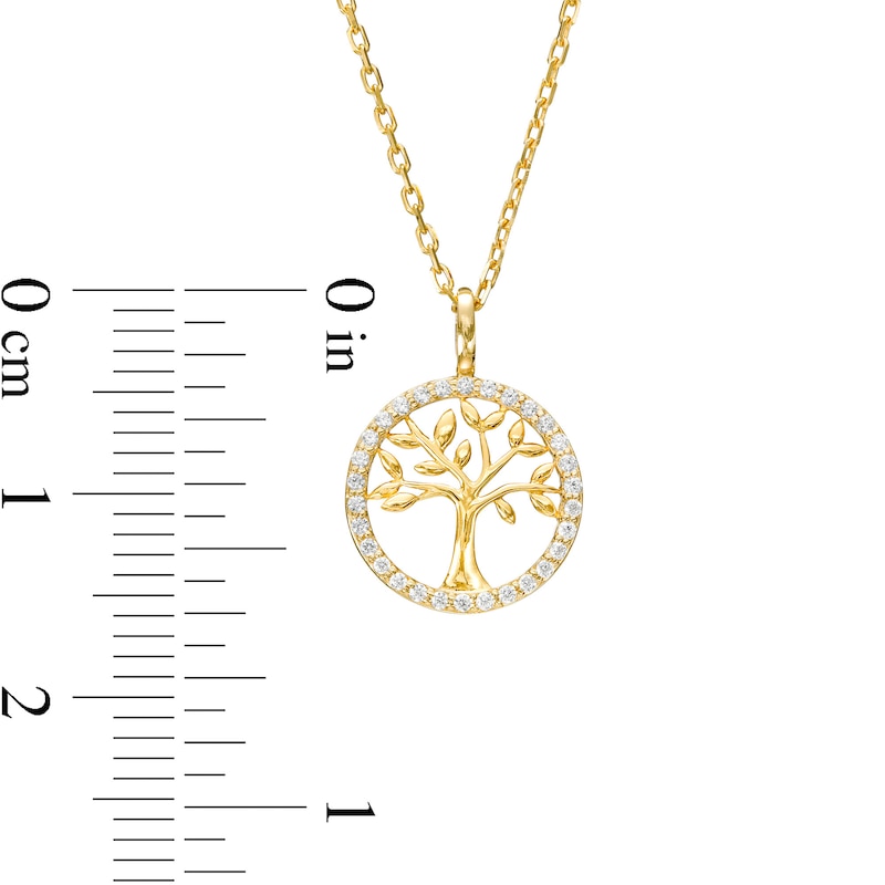 Main Image 3 of 1/10 CT. T.W. Diamond Tree of Life Pendant in 10K Gold